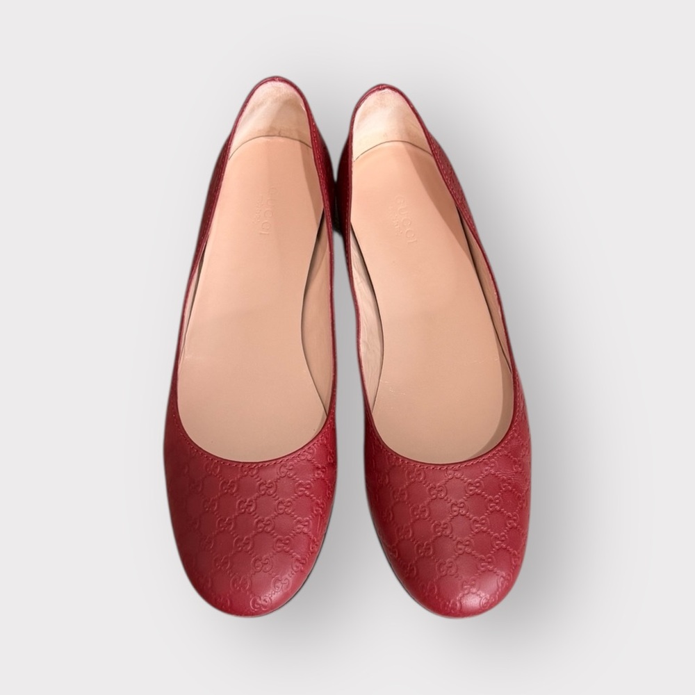 Gucci Microguccissima Leather Ballet Flats – Red – Size 39